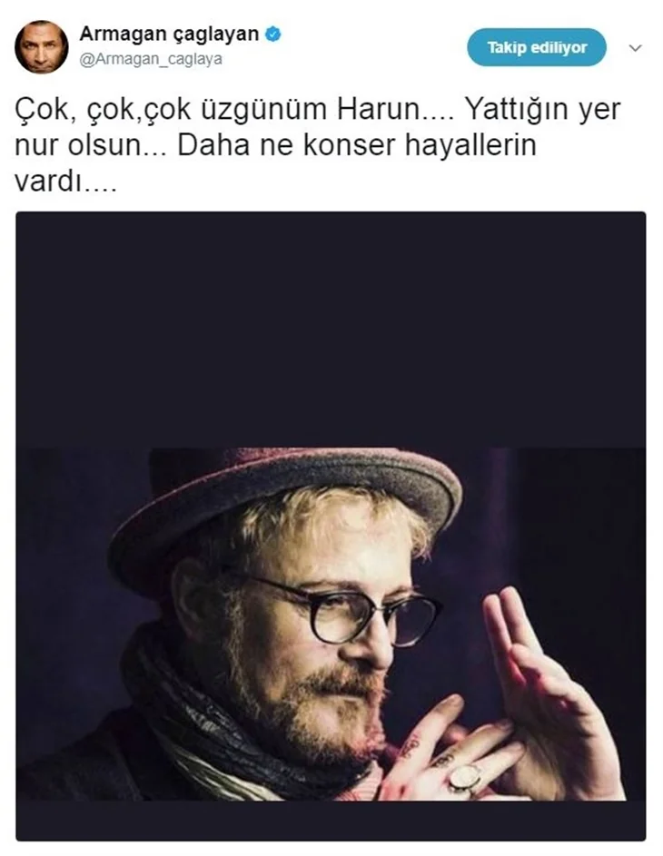Ünlülerin Harun Kolçak üzüntüsü!