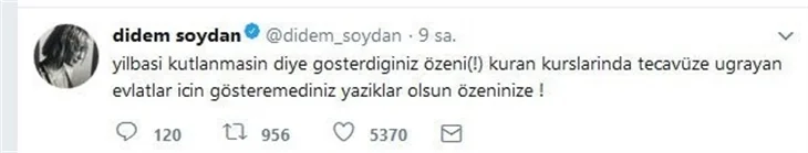 Didem Soydan: Yılbaşı kutlanmasın diyenler...
