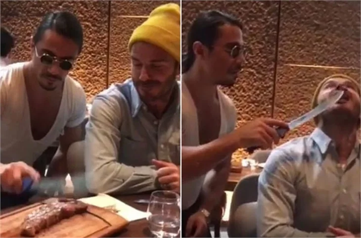 Nusret, David Beckham'ı elleriyle besledi!