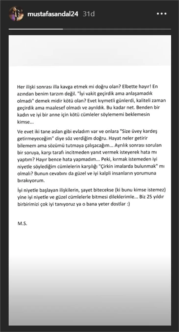 Melis Sütşurup'un açıklamalarına Mustafa Sandal'dan jet yanıt!