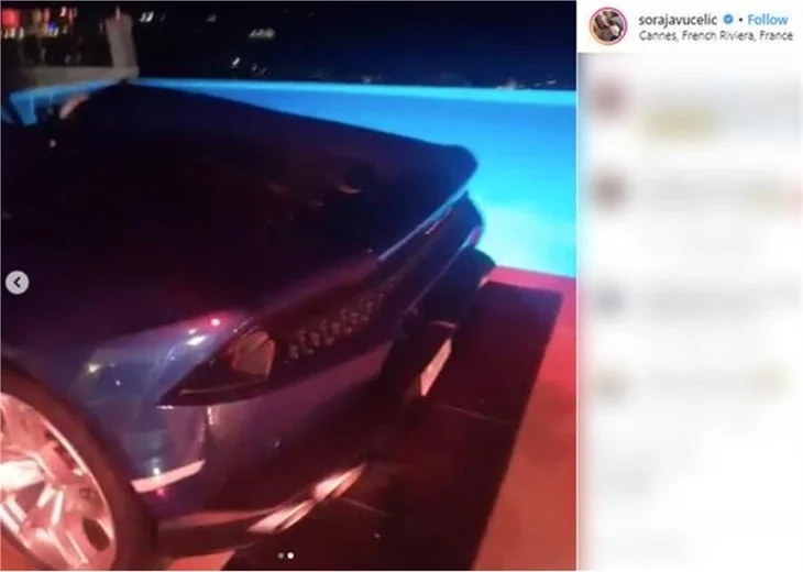 Ünlü model Soraja Vucelic, lüks aracıyla havuza uçtu!