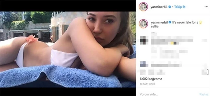 Yasmin Erbil'den havuz başında bikinili selfie!