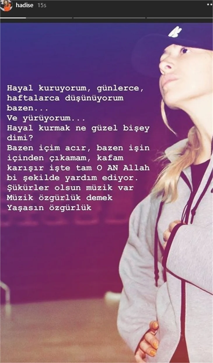 Hadise: "Yaşasın özgürlük!"