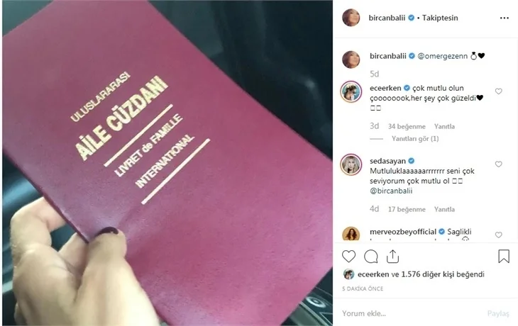 Bircan Bali evlendiğini bu fotoğrafla duyurdu!