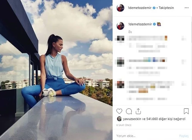 Demet Özdemir mavileri giydi, beğeniler yüzbinleri aştı