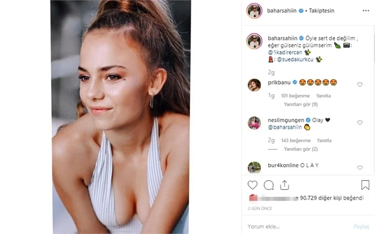 Zalim İstanbul’un Ceren’i Bahar Şahin'in göğüs dekolteli paylaşımı dikkat çekti!