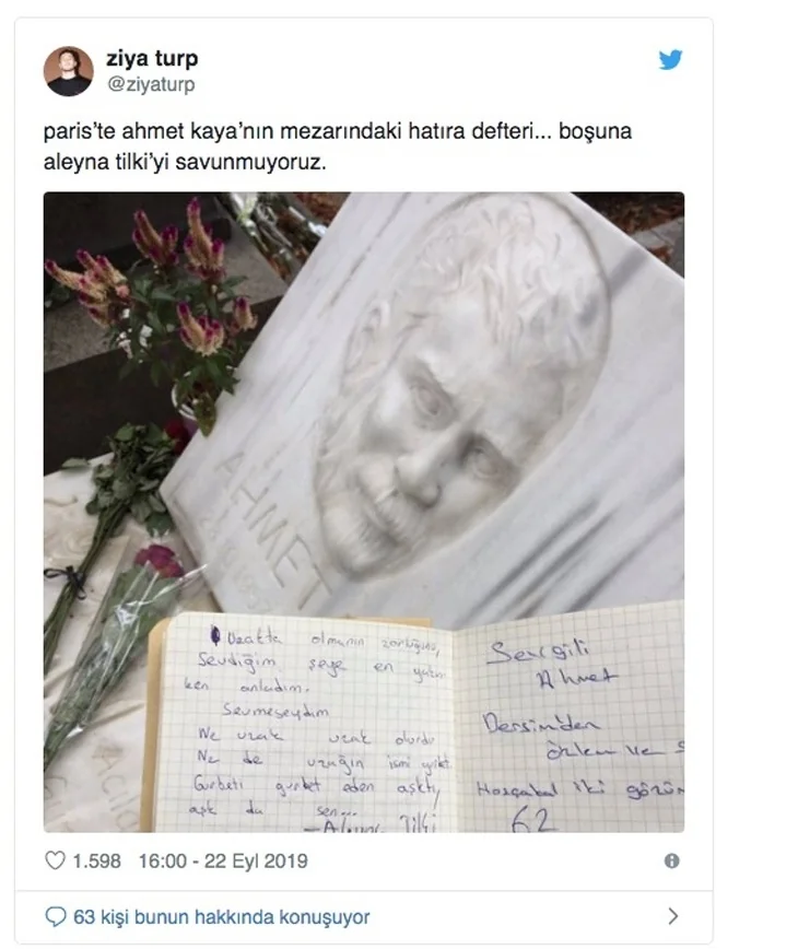 Aleyna Tilki'nin Paris'te Ahmet Kaya'nın mezarına bıraktığı not olay oldu!