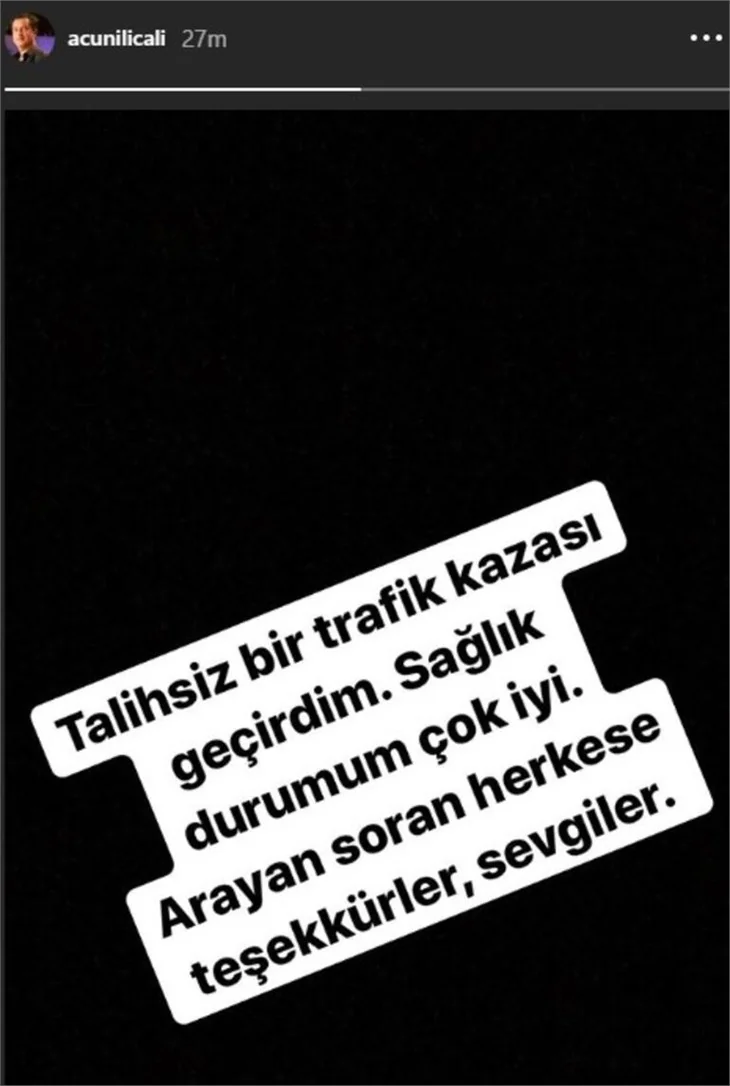 Acun Ilıcalı: "Talihsiz bir trafik kazası geçirdim"