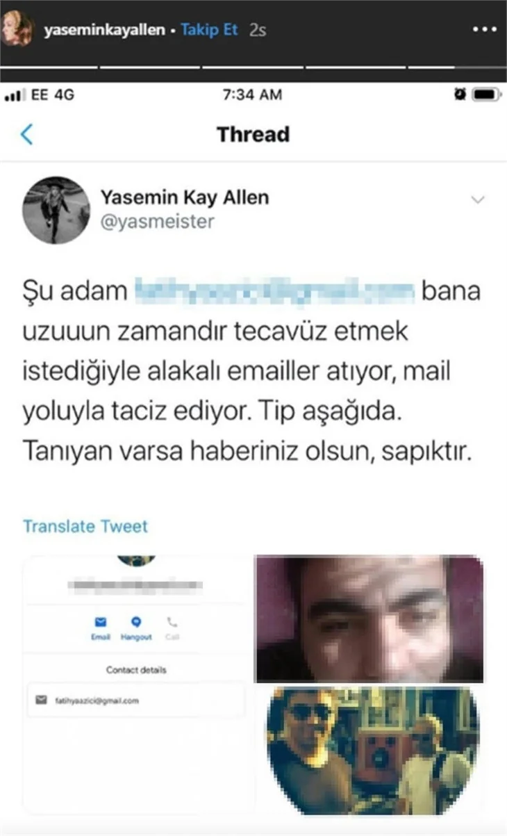 Yasemin Allen: "Bana tecavüz etmek istiyor!"