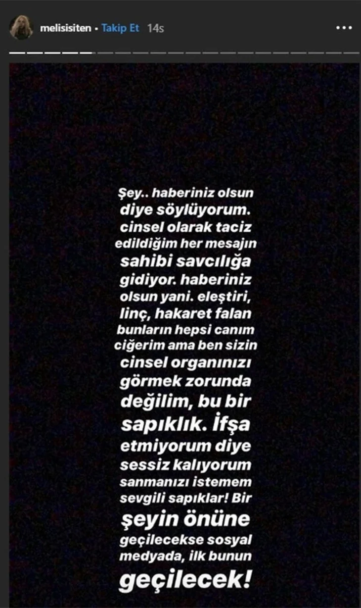 Melis İşiten’in taciz isyanı: "Cinsel organınızı görmek..."
