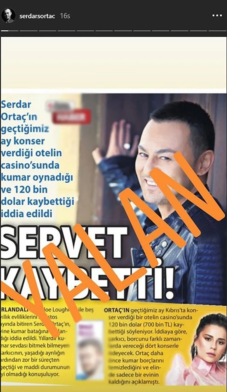 Serdar Ortaç'tan kumar açıklaması!