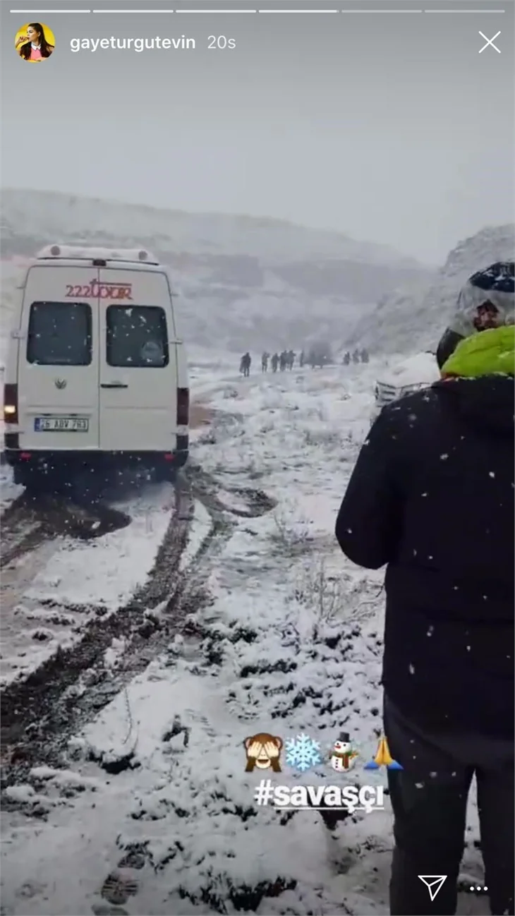 'Savaşçı' dizisinin seti karlar altında!