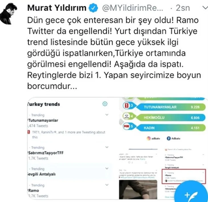 Murat Yıldırım isyan etti: "Sosyal medyada engellendik!"