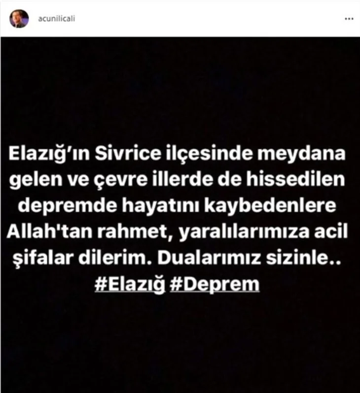 Ünlü isimlerin deprem sonrası paylaşımları!
