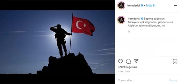 Türkiye şehitlerine ağlıyor! Ünlülerin İdlib paylaşımları