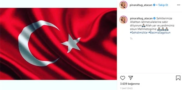 Türkiye şehitlerine ağlıyor! Ünlülerin İdlib paylaşımları