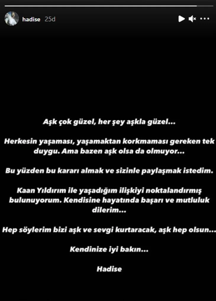 Hadise'den ayrılık açıklaması...