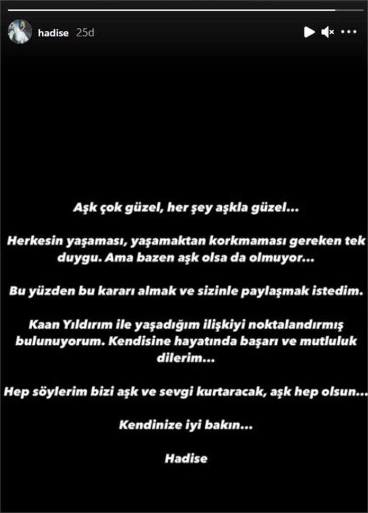 Hadise'den flaş ayrılık açıklaması!