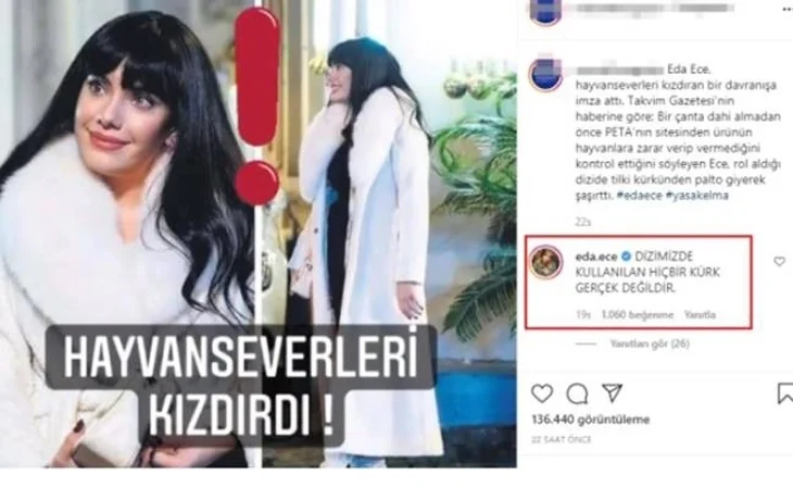 Kürk tepkisi sonrası Eda Ece'den açıklama