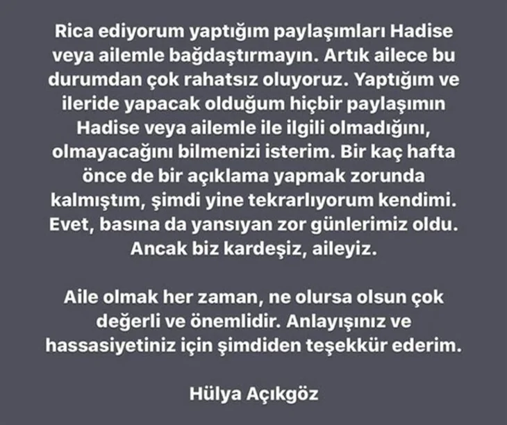 Hadise'nin ablasından yeni açıklama! 'Boynuz' polemiği...