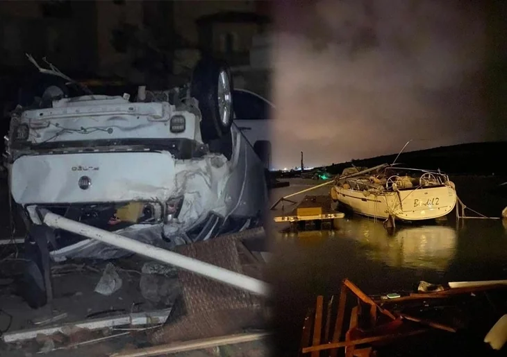 İzmir'de hortum felaketi! Araçlar 10 metre yüksekliğe çıktı!
