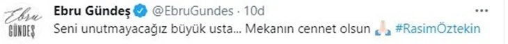 Sanat dünyası yasta! Ünlü isimlerden Rasim Öztekin'e başsağlığı mesajları..