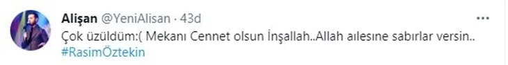 Sanat dünyası yasta! Ünlü isimlerden Rasim Öztekin'e başsağlığı mesajları..