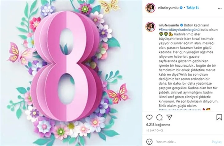 Ünlülerden '8 Mart Dünya Kadınlar Günü' paylaşımları