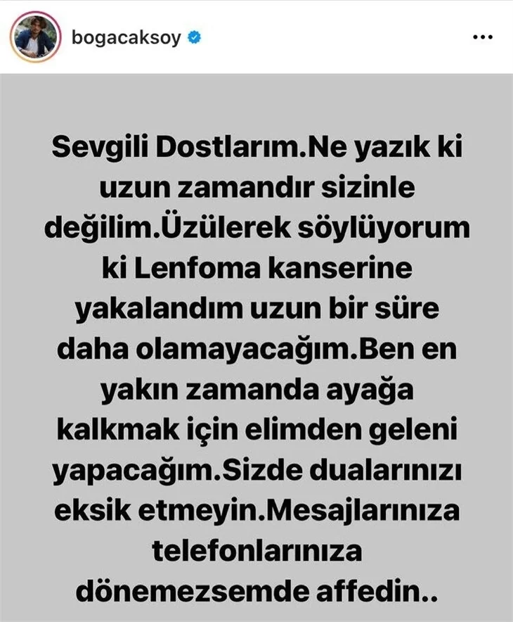 'Arka Sokaklar' oyuncusu Boğaç Aksoy lenf kanserine yakalandı