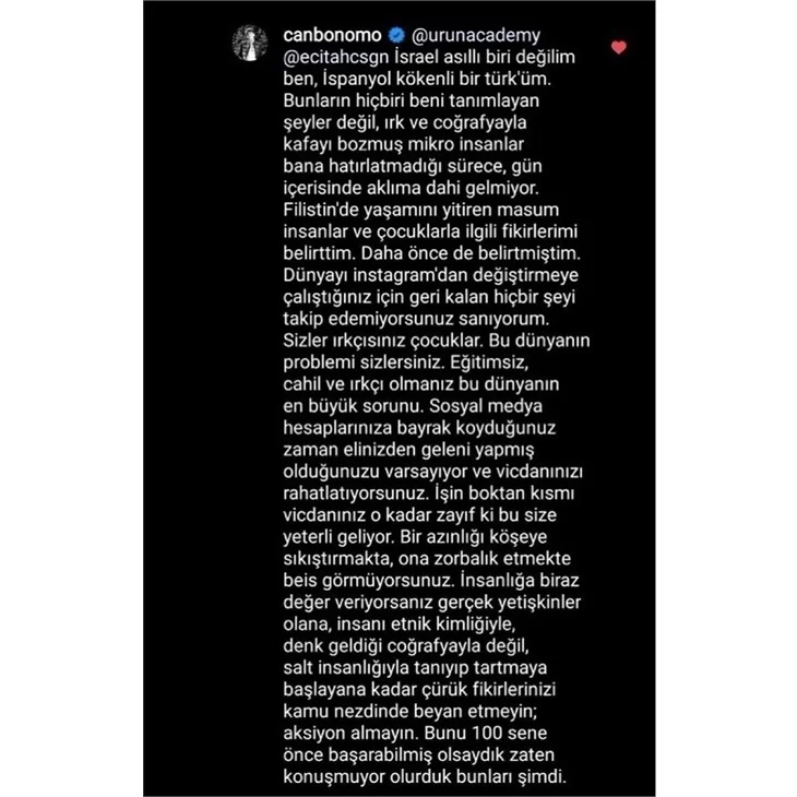 Can Bonomo'dan sert tepki: "Eğitimsiz, cahil, ırkçı..."