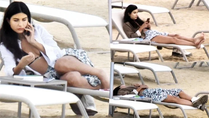 Tuba Büyüküstün bot ve ceketle plaja indi!