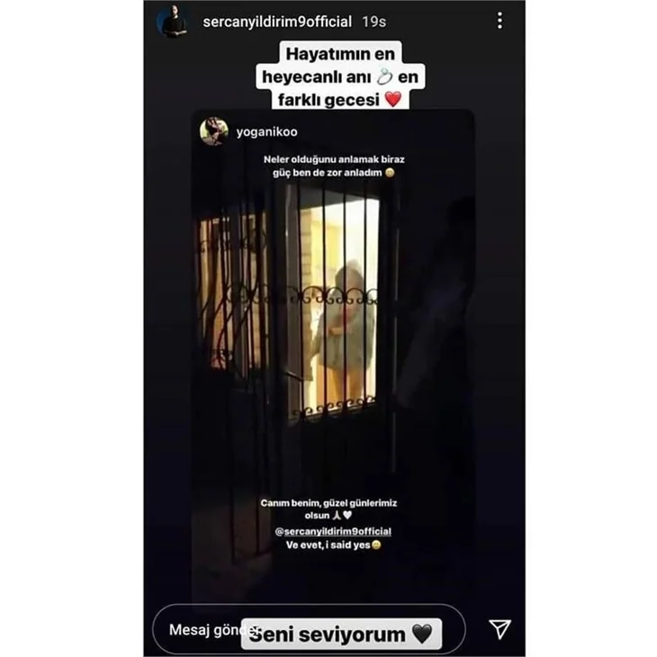 Sercan Yıldırım sevgilisi Nihan Yönel'e evlilik teklifinde bulundu