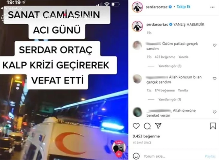 Serdar Ortaç'tan "öldü" haberlerine yanıt!