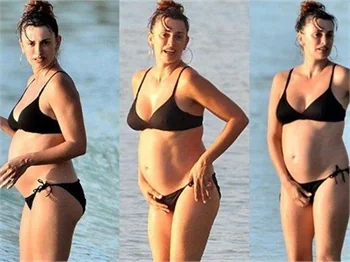 Hamile Cruz ilk kez bikinisiyle