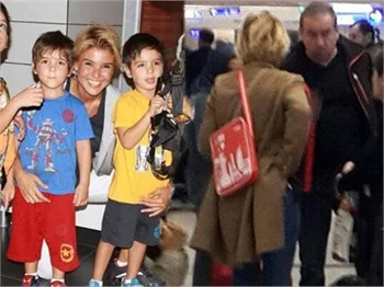 Gülben Ergen ve çocukları Mustafa Erdoğan karşıladı!