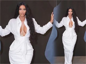 Kim Kardashian'ın cesur kıyafeti!