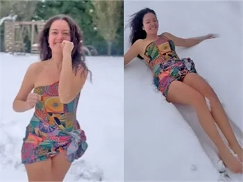 Pelin Akil mayoyla karlara atladı!